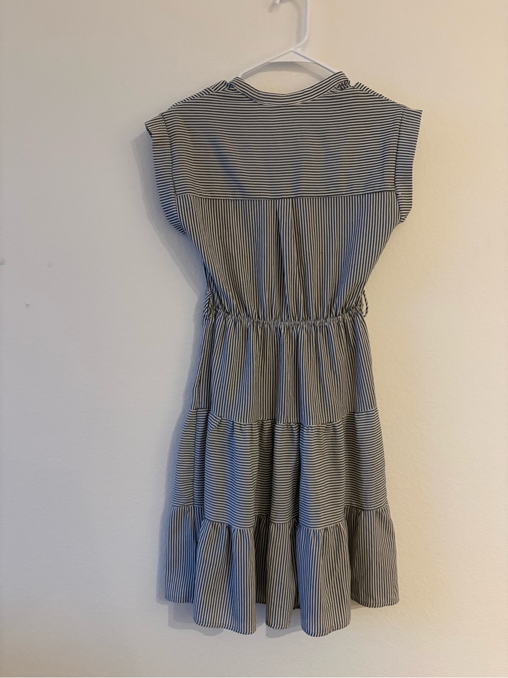 Monteau Blue and White Striped Tiered Midi Dress - Picture 2 of 2